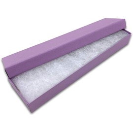50 Pack Matte Purple Cotton Filled Cardboard Paper Jewelry Gift Boxes - For Necklace, Bracelet Watches, Anklets, Pens and Rosary Jewelry Gift Packaging Display Presentation Box Size-8.0" x 2.0" x 1.0"
