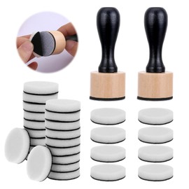 Pack of 2 Mini Ink Mixing Tool, 3 x 7.5 cm Round Mini Ink Mixing Tool with 24 Replacement Pads, Round Mini Foam Refill for Scrapbooking Craft Painting Rendering Drawing Painting Rendering