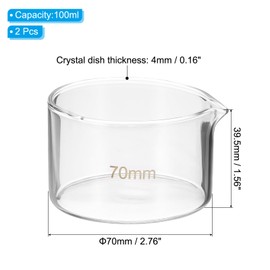 PATIKIL 100ml Crystallizing Dish, 2 Pcs Borosilicate Glass Crystallizing Dished with Spout Flat Bottom Lab Dish Evaporation Dishes Transparent for Laboratory Kitchen Science Classroom