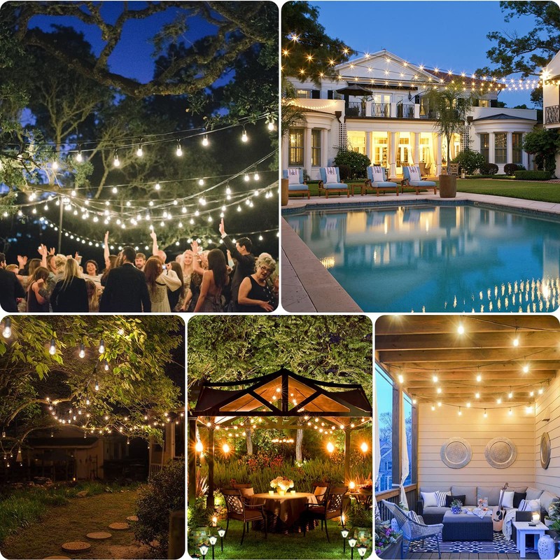 Mlambert 96Ft(2x48ft) 3-Color in 1 48Ft LED Dimmable Outdoor String