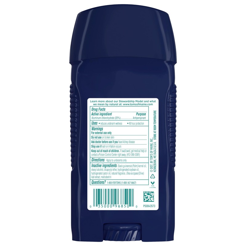 Tom's of Maine Antiperspirant Deodorant for Men, Mountain Spring, 2.8