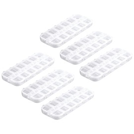 Hilsayum 6PCS Nail Art Beads Storage Container Clear Rectangle Jewelry Bead Display Case with 12 Compartment Crafts Organizers