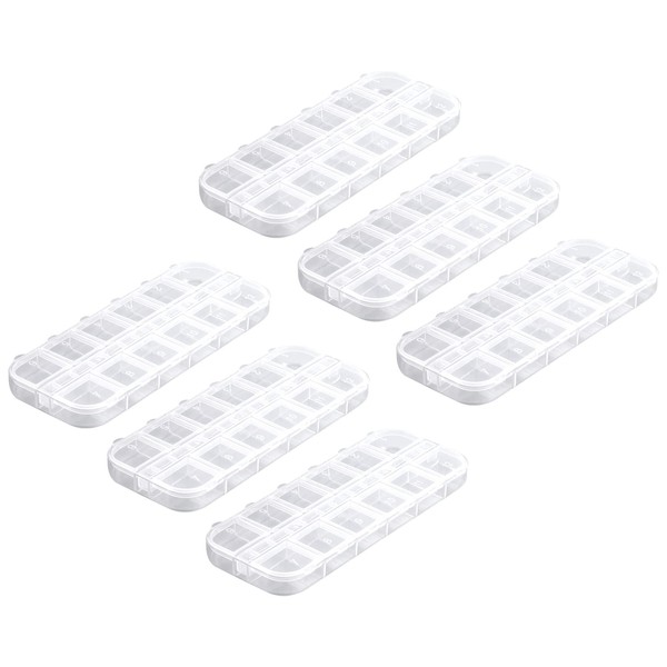 Hilsayum 6PCS Nail Art Beads Storage Container Clear Rectangle Jewelry