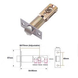 Qrity Mortice Latch, Adjustable Size 60/70mm, for Lever Door Handles