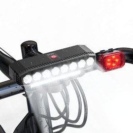 Aceshop Bike Lights Front and Back, 6 Light Modes 8 LEDs 1400 Lumens Bike lights Waterproof Bicycle Front Lights Night Bike Riding Front Light Road Bike Headlight for Mountain Off-Road Cycling