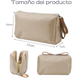 GeorgeX Bolsa de Maquillaje de Viaje para Mujer, Estuches de Viaje para Maquillaje, Bolsa de Cosméticos con Compartimentos (Aa-Caqui)