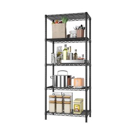SINGAYE 6 Shelves Bathroom Organizers and Storage Shelf Wire Closet Metal Pantry Kitchen Small Garage Shelving Unit Laundry Room Organization Home Tall Rack Balck 10" D x 16" W x 60”H