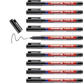 edding 140 S permanent pen - black - 10 pens - round nib 0.3 mm - pen for writing on glass, plastic, foils and smooth surfaces - permanent, quick-drying, smudge-proof and waterproof