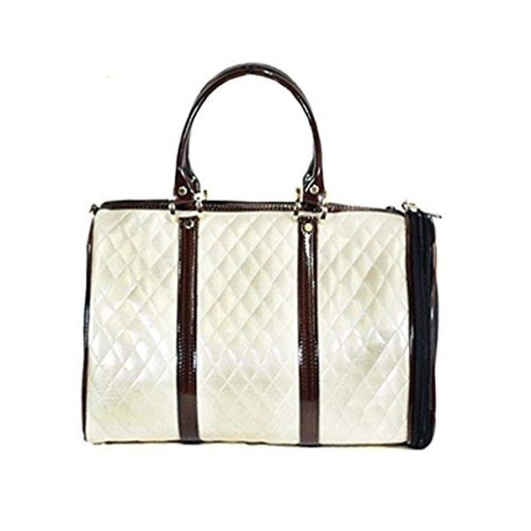 Petote JL Duffel Pet Carrier, Mini, Ivory Quilted