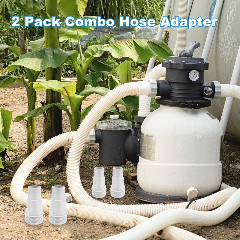 Pack of 2 pool hose adapter, pool hose connector, hose