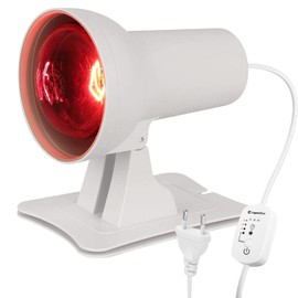 Red Light Lamp, Infrared Lamp, Heat Lamp, 3 Timer Levels and Adjustable Temperature, Adjustable Angle, Infrared Light for Home, Muscle Relaxation, Table Infrared Light Lamp, 150 Watt, White