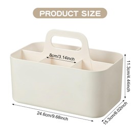 Disnace Baby Kunststoff-Korb-Organizer mit Griff, Tragbarer Organizer Aufbewahrungsbox Kunststoffkorb, 5 Kompartimente, Abnehmbare DIY Trenner, Mehrzweck-Korb für Baby Essentials Büro Bad (Weiß)