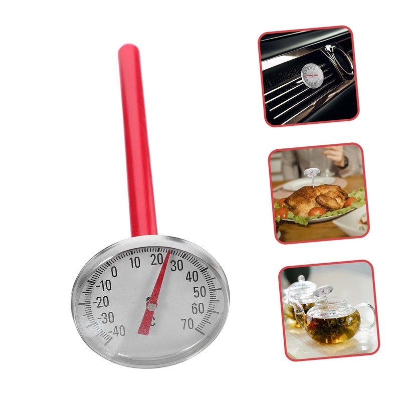 MUCKLILY 2pc Car Air Conditioner Thermometer Car Thermometer Red