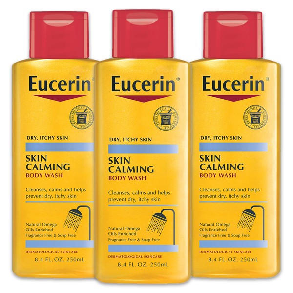 Eucerin Skin Calming Body Wash - Cleanses and Calms to Help Prevent Dry, Itchy Skin - 8.4 Fl Oz (Pack of 3)