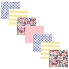 Hudson Baby Unisex Baby Cotton Flannel Receiving Blankets Bundle, Pink Blue Pretty Floral, One Size