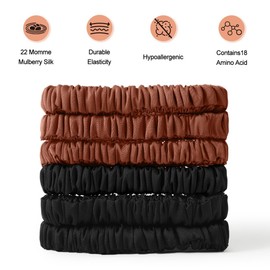 6PCS Silk Hair Ties, Silk Scrunchies for Hair, Scrunchies for Women Girls, Elastic Ponytail Holders No Damage