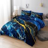 MOVE OVER Blue Gold Marble Comforter Set King Size, Luxury