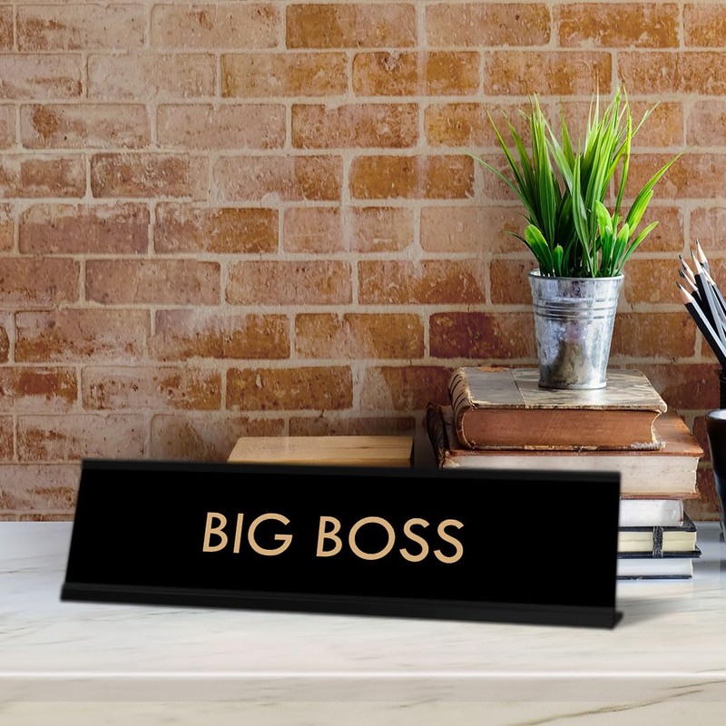 The Boss Novelty Desk Sign. Black Frame | (2 x
