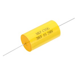 Patikil 20uF 250V Frequency Divider Axial Audio Speaker Crossover Step-Less Film MKP Capacitor for Audio Equipment, Black