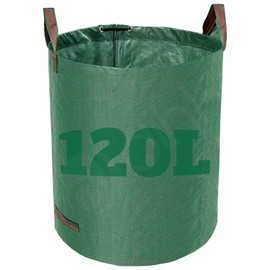 Dihl 120 Litre Heavy Duty Garden Waste Bags, Reusable Rubbish Sacks with Upper and Side Handles, 45cm x 76 cm, Green, Woven Polypropylene. For Waste, Grass, Leaves and More