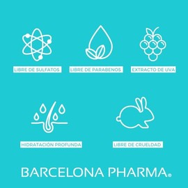 Barcelona Pharma Tratamiento Capilar Hidratación Profunda con Extracto de Uva sin Sulfatos y Parabenos para Todo Tipo de Cabello