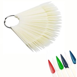 150 Piezas de Muestrario de Uñas Acrilicas para Exhibición de Color, con Argolla, Abanico, Tip, muestrario de uñas ,exhibicion de uñas, suministros de arte de uñas(Punta beige)