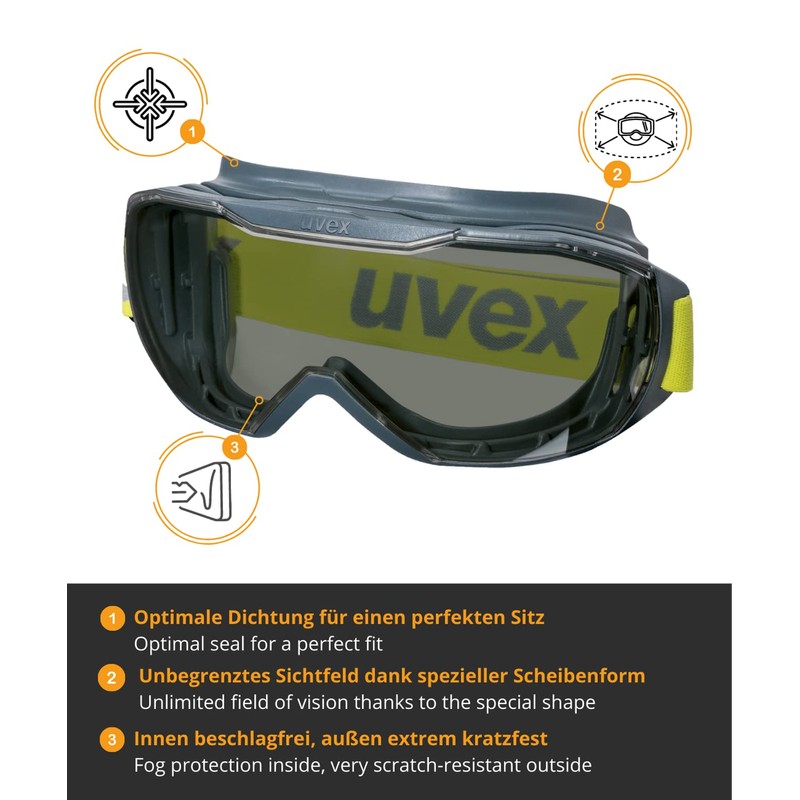 Uvex Megasonic, overgoggles for people who wear glasses, anti-fog and