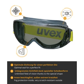 Uvex Megasonic, overgoggles for people who wear glasses, anti-fog and scratch-resistant