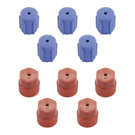 MLAHUIER 10PCS R134a Air Conditioning AC System Charging Port Caps, 13mm and 16mm High and Low Side A/C Cap for Car Air-conditioning Replacement and Maintenance(5Red High & 5Blue Low)
