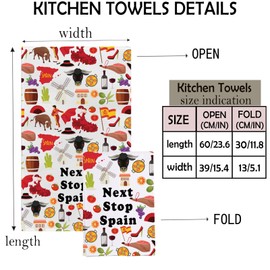 MNIGIU Spain Symbols Souvenir Kitchen Towel Spain Vcation Gift Spain Trip Dish Towel Spanish Gift Europe Travel Gift