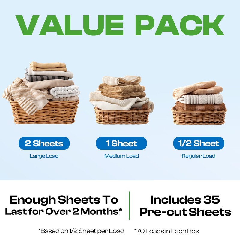 HAPPY HOUR Laundry Detergent Sheets Fresh Scent – 70 Loads,