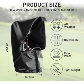 AMRTA Golf Bag Waterproof Rain Cover Hood Protection Black Pack Durable Lightweight Club Bags Raincoat for Carry Cart Tourbag Golfer (1 Pack - Standard Size)