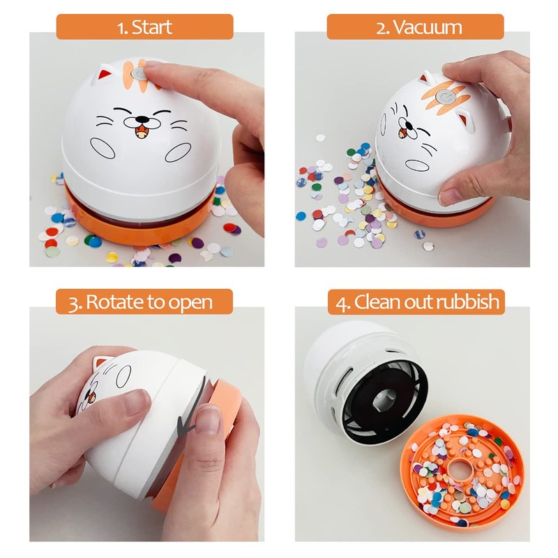 allydrew Mini Portable USB Desktop Vacuum, Orange Cat