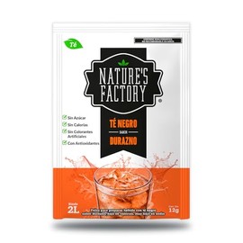Nature's Factory Té Negro en Polvo Sabor Durazno, Bajo en Calorías, 10 piezas de 12 gramos