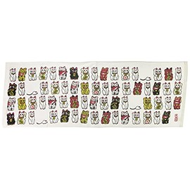 Kaywork TW-120 Japanese-Style Gauze Long Towel, No.42 Maneki Neko