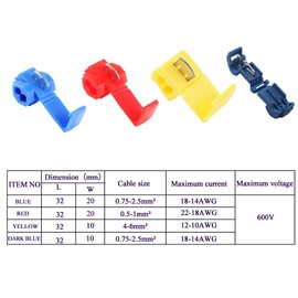 RUNCCI-YUN 60 Piece Junction Connectors Wire Connectors Assortment Quick Connector Set Kit Assorted Sizes Easy to Use for Quick Connection Cable Cable Cross Section 0.5 mm² - 6 mm² / 10-24 AWG