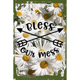 Daisy Flower Wall Art Bless our mess funny arrows home mess clean organized disaster Hanging Wall Sign 8 x 12 Decor Funny Gift