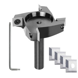 SpeTool Spoilboard Surfacing Router Bit Include 4 Additional Carbide Inserts, 1/2 inch Shank 2.5 inch Diameter, 4-Wings Planing bit for Wood Slab Flattening
