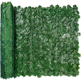 iCover 39 * 157in Artificial Ivy Privacy Fence Screen, Green Maple Leaf Strengthened Joint Prevent Leaves Falling Off, Faux Hedge Panels Greenery Vines, Decorative Fence for Outdoor, Garden