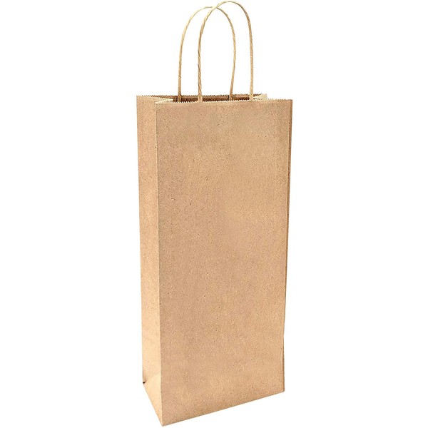 Wine Bags Kraft Bags, for Wine Spirits 5.25" x 3.25" x 13" Gift Bags, Kraft Bags (50)