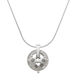 Delight Jewelry Silvertone Large Heart with Flowers - Silvertone Happy Hanukkah Message Ring Necklace, 18"