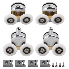 DSFSAEG 4Pcs Curved Shower Door Twin Rollers Runners 23mm Shower Door Fixing Pulleys, Replacement Shower Door Wheels With Screw for Bathroom Curved Doors Glass Doors