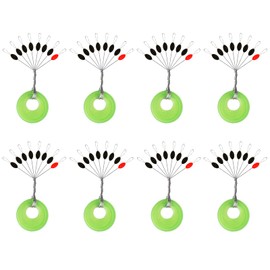 Milepetus 200Pcs Fishing Bobber Stopper,7 in 1 Soft Silicone Transparent Float Sinker Stops,Rubber Oval Cylinder Float Stop Stoppers (Black-Oval, M (200pcs))