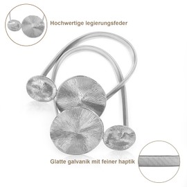 Oemmn Curtain Tiebacks, Pack of 2, Adjustable Curtain Holders, Alloy Spring Curtain Tiebacks for Decoration, Home, Cafe, Office (Silver Floppy)