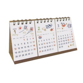 Ryu-Ryu 2026 Monday Start 3-Month Desk Calendar (Illustration)
