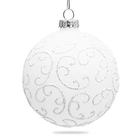 SIKORA Highlights 4er Set ausgefallene Christbaumkugeln aus Glas Weiss, Farbe/Modell:Modell Florenz Weiss, Größe:8 cm
