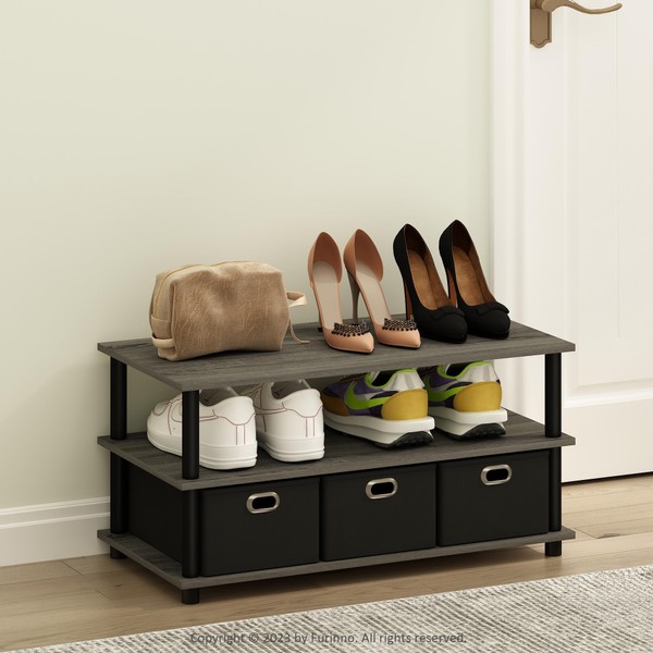 Furinno Turn-N-Tube Multipurpose Compact Open Storage Shoe Rack, Shoe Shelf