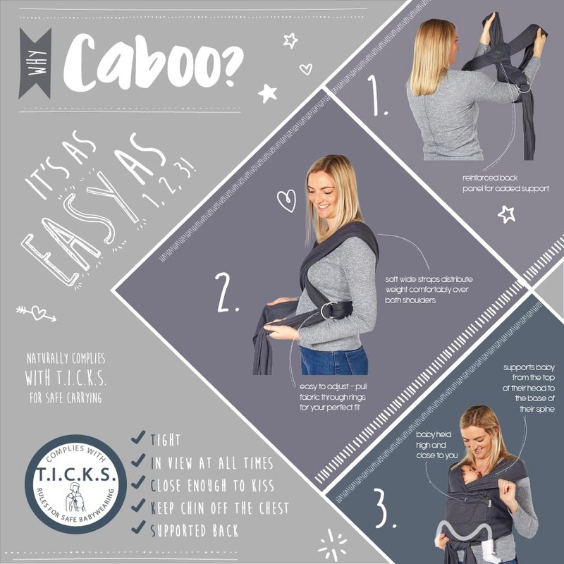 Caboo Lite Baby Carrier - Alloy | One Size Multi-Position