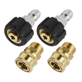 Hoypeyfiy 2 Sets M22 14mm Pressure Washer Quick Connect Fittings 14mm to 3/8inch 5000PSI Quick Connect Hose Adapters for Universal Gun Hose and Pump Connection