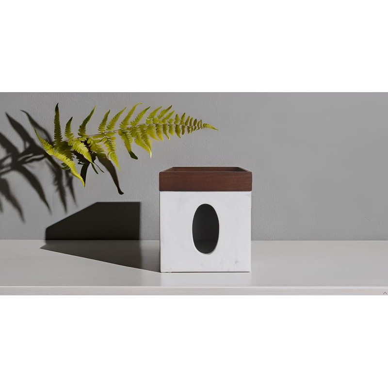 Hymmah Marble Square Tissue Box Cover Kleenex Box Holder with